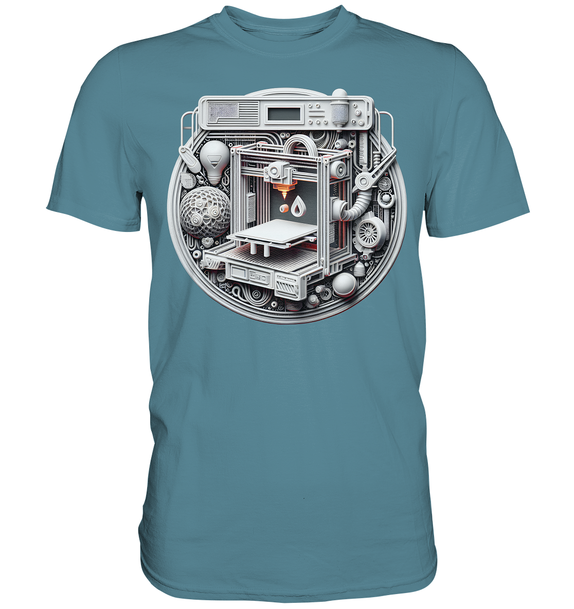 Premium T-Shirts mit dem Design „3D Print“ – Ein Must-Have für 3D-Druck-Enthusiasten - Premium Shirt