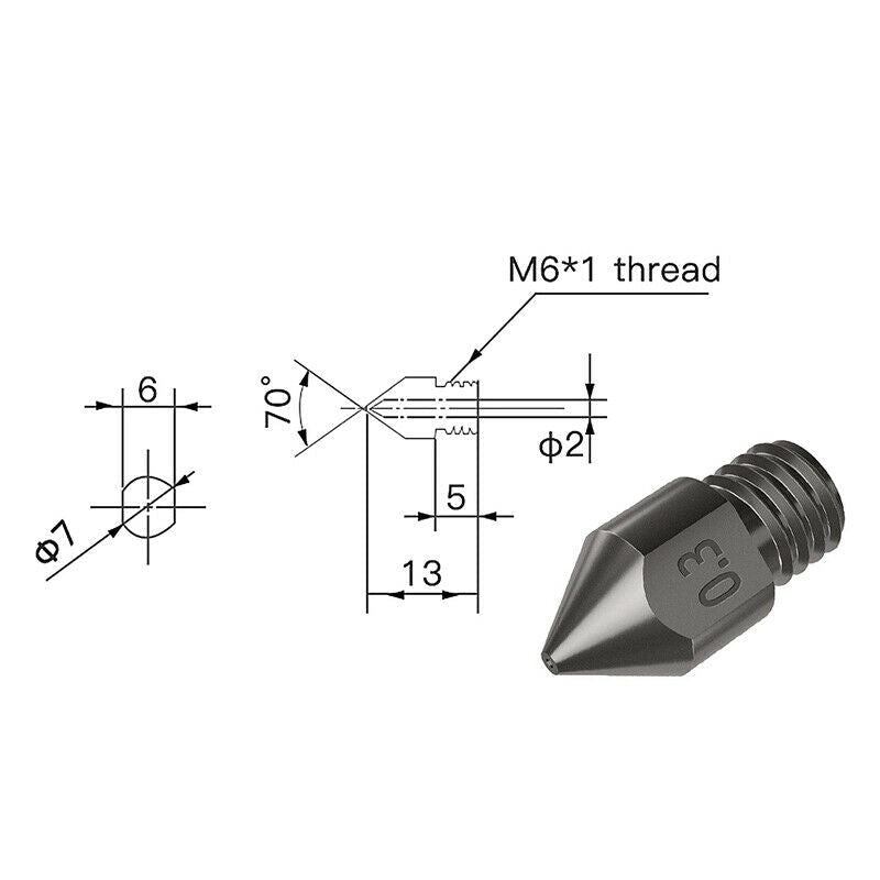 Nozzle MK8 Gehärtet 0,2mm-0.5mm Düse Extruder M6 1,75mm 3D Drucker
